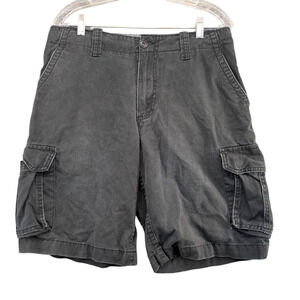 Aeropostale Men's Cargo Shorts Black Size 32 Cotton Pockets Belt Loops